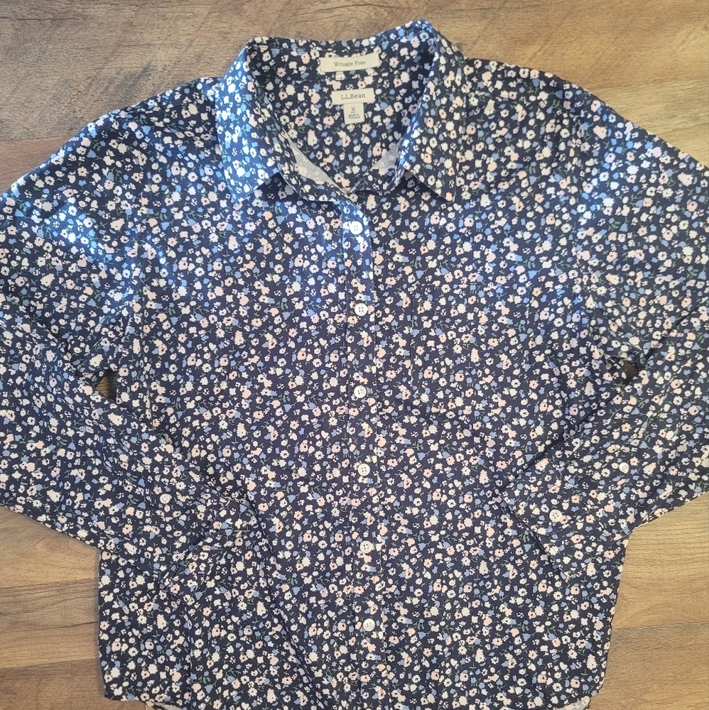 LL Bean womens long sleeve button front, NWOT